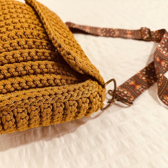 Crossbody Handmade Crochet Woven Khaki Bag NWOT - Picture 8 of 16